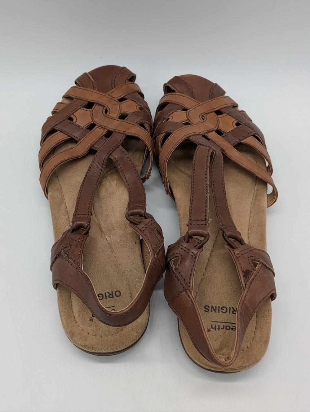 Earth Origins Belle Brielle Brown Tan Strappy Leather Sandal 7.5 - Picture 4 of 10